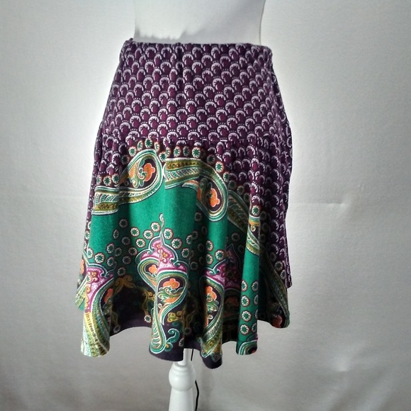 Funky People Purple Green Flare Circle Mini Skirt - Picture 2 of 8